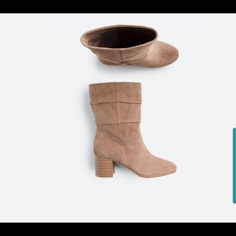 Taupe suede high shaft,pull- on bootie, NWOT